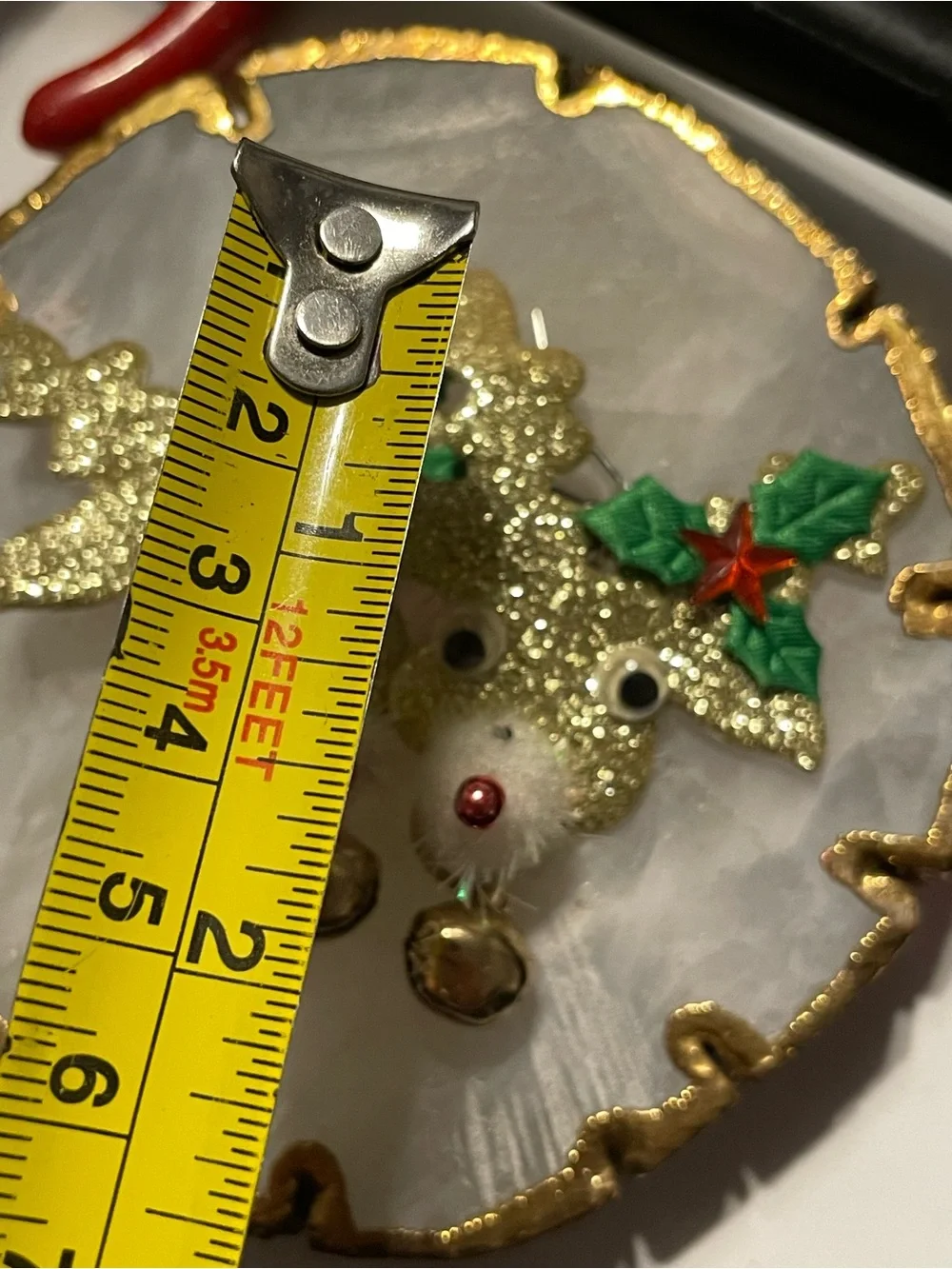 Macys Glittery Reindeer Christmas Pierced Earrings #8656